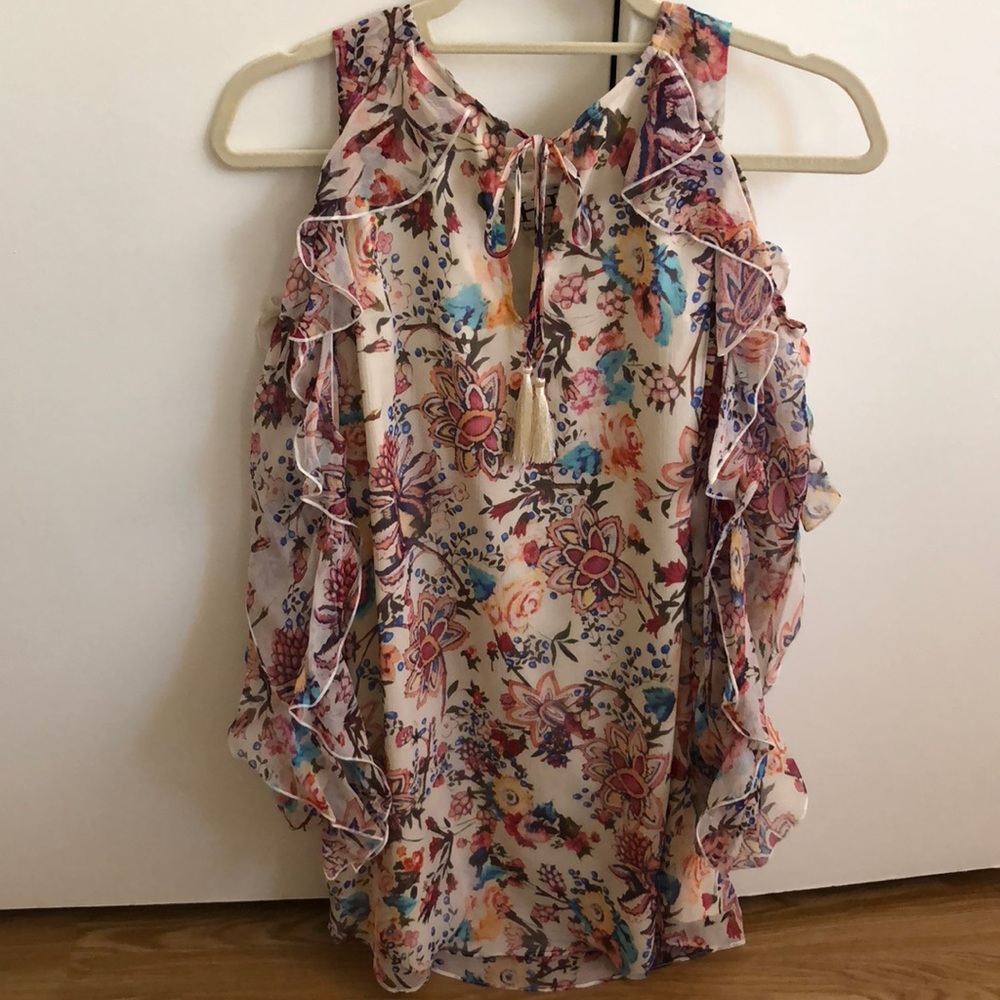 Haute Hippie cold shoulder ruffle dress